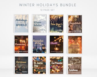 Winter Holidays Around the World Printable Posters (Digital Download)