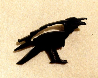 Black Thieving Rustic Raven Brooch Steel Goth Jewelry Bird Silhouette Pin Handmade in the USA