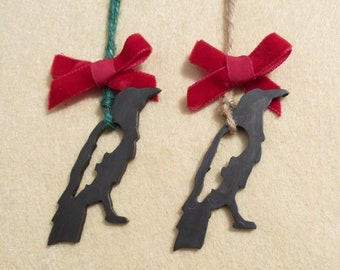Raven Christmas Ornament with Bow Crow Yule Winter Solstice Goth Witchy Pagan