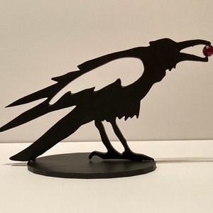 Goth Halloween Decor Raven Sculpture &quot;Thieving Raven&quot; Handmade Pacific Northwest Artwork D7B1 by Ironbearmarine