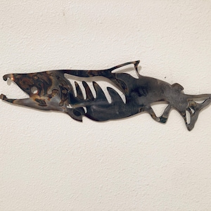 Salmon Wall Hanging Metalwork Original Artwork Plate Steel Sculpture OOK