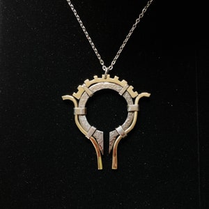 Modernist Brutalist Pendant Necklace OOK Wearable Sculpture Steampunk Aesthetic