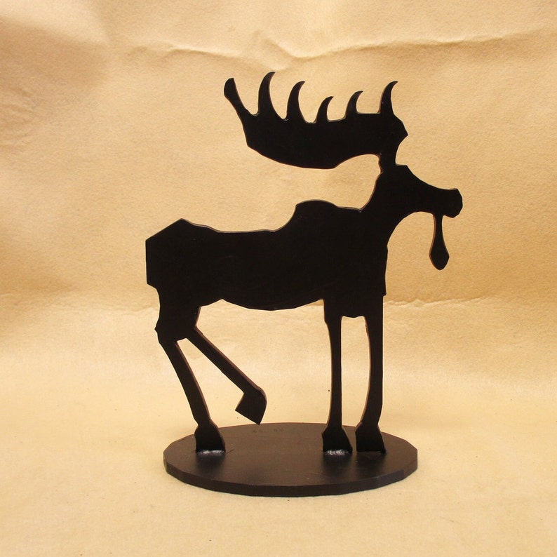 Ice Age Moose Rustic Moose Silhouette Sculpture Handmade in the PNW E10 image 1