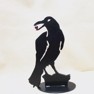 Charming Raven Sculpture Halloween Centerpiece Thieving Raven Goth Decor Silhouette Spirit Animal Crow Corvid