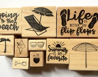 BEACH BUNDLE GIRL WITH A FLOATIE RUBBER STAMP SET (2 Stamps Included