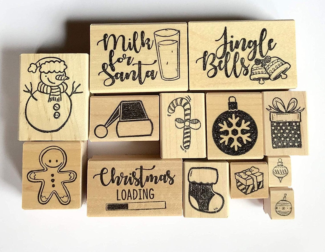 Christmas Theme Rubber Stamps Etsy