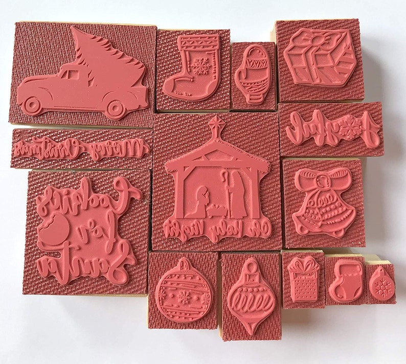 Merry Christmas Rubber Stamps Etsy