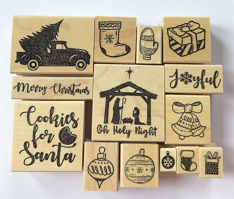 Merry Christmas Rubber Stamps Etsy