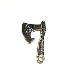 1 ax pendant charm, viking, silver metal