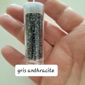 Seed glass beads tube 10 g 7 colors to choose from gris anthracite