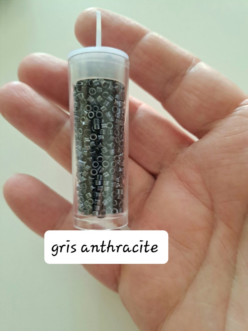 Seed glass beads tube 10 g 7 colors to choose from gris anthracite
