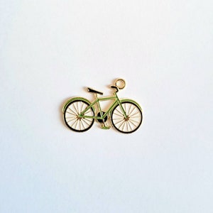 1 abalorio plano bicicleta bicicleta, esmaltado de colores con bordes dorados