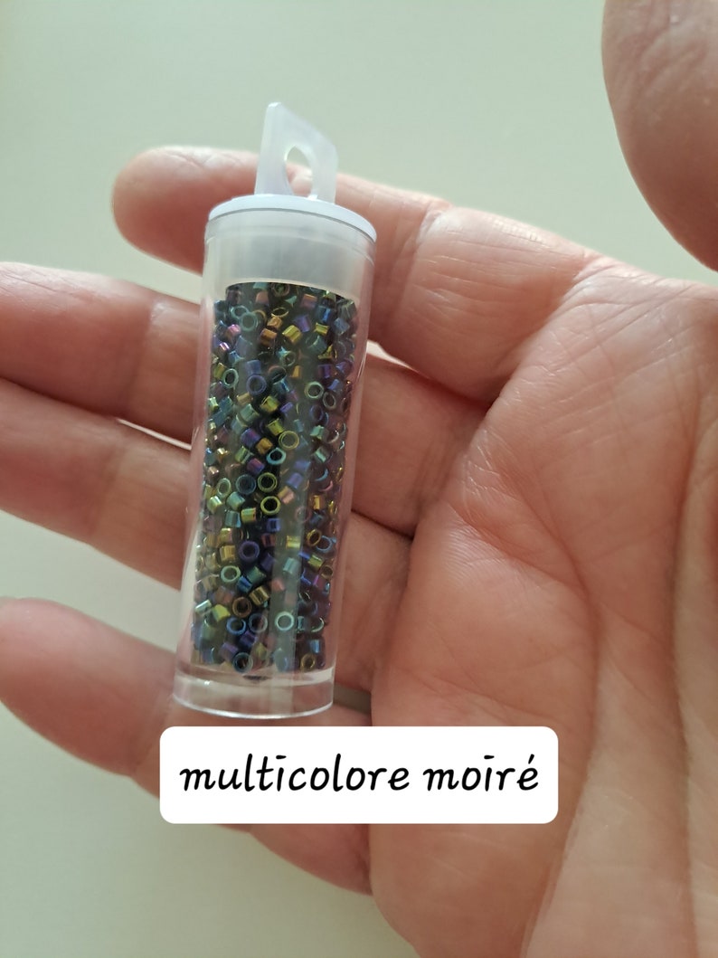 Seed glass beads tube 10 g 7 colors to choose from multicolore moiré