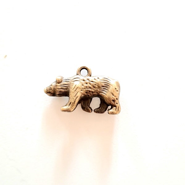 1 breloque pendentif ours grizzly couleur bronze