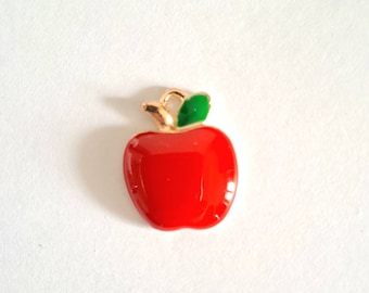 1 colored enameled apple bead charm