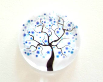 Cabochon resin, tree of life theme, 20 mm