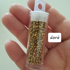 Seed glass beads tube 10 g 7 colors to choose from doré