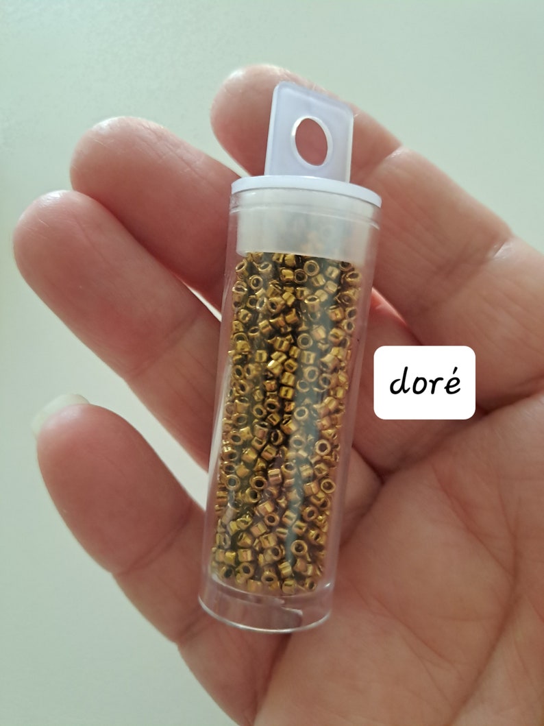 Seed glass beads tube 10 g 7 colors to choose from doré