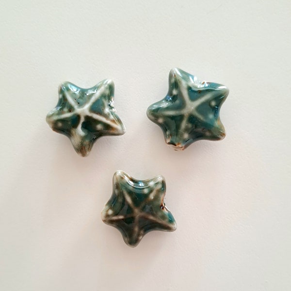 1 perle céramique étoile 20 mm, trou