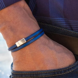 Herencadeaus, leren herenarmband, cadeau voor hem, kerstcadeau, dubbele leren armbanden van VintageRoseGallery