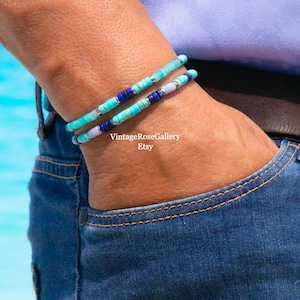 Herr Sommar Turkos - Lapis Lazuli Armband: Turkos, Lapis lazuli, Akvamarin ,, Amazonit av VintageRoseGallery