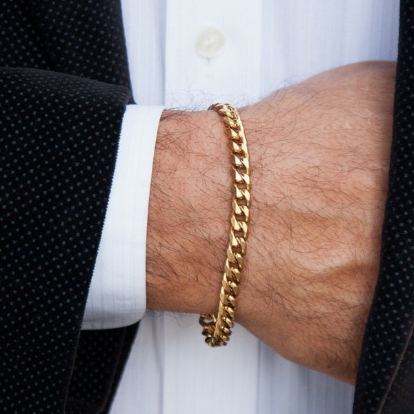 Bracelet pour homme, bracelet chaîne en or pour homme, cadeau pour homme, cadeau pour mari, cadeau pour petit ami, bracelet en acier inoxydable par VintageRoseGallery