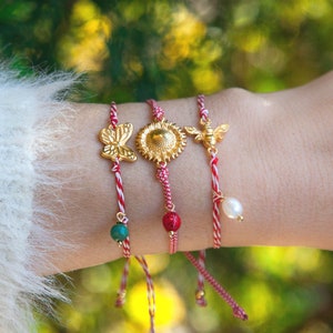 Martis Bracelet Set: 24K Gold Butterfly, Sunflower, Bee - Greek Spring Jewelry