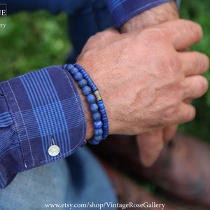 Blue Mens Bracelet, Lapis Lazuli Mens Bracelets, Boho Mens Bracelet ...