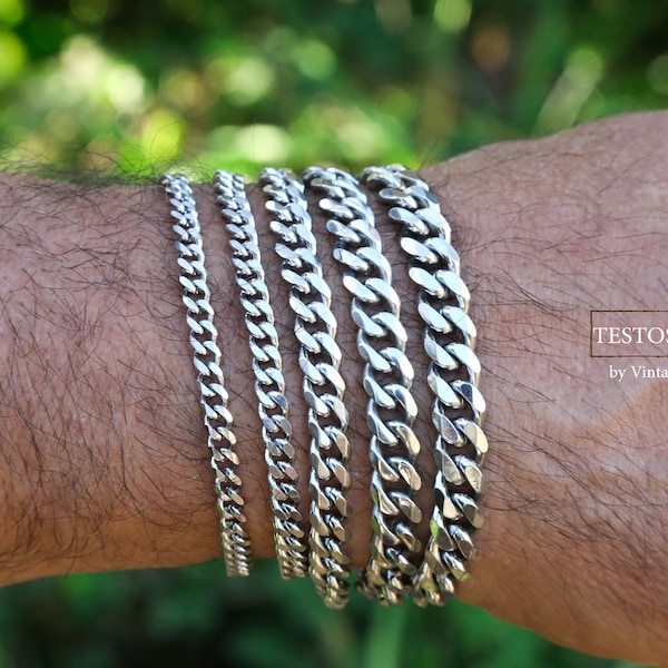 Mens Bracelet, Stainless Steel Chain bracelet  5mm/7mm/8mm//9mm, Mens Gift, Gift for Dad, Him, Husband  by VintageRoseGallery
