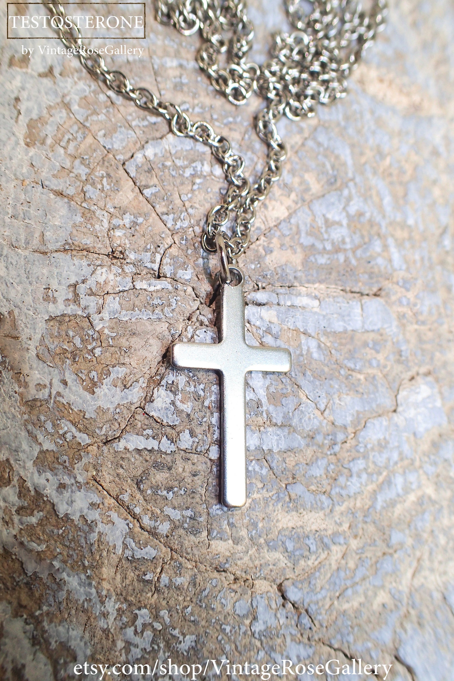 Mens Silver Cross Necklace Stainless Steel Cross Necklace Etsy