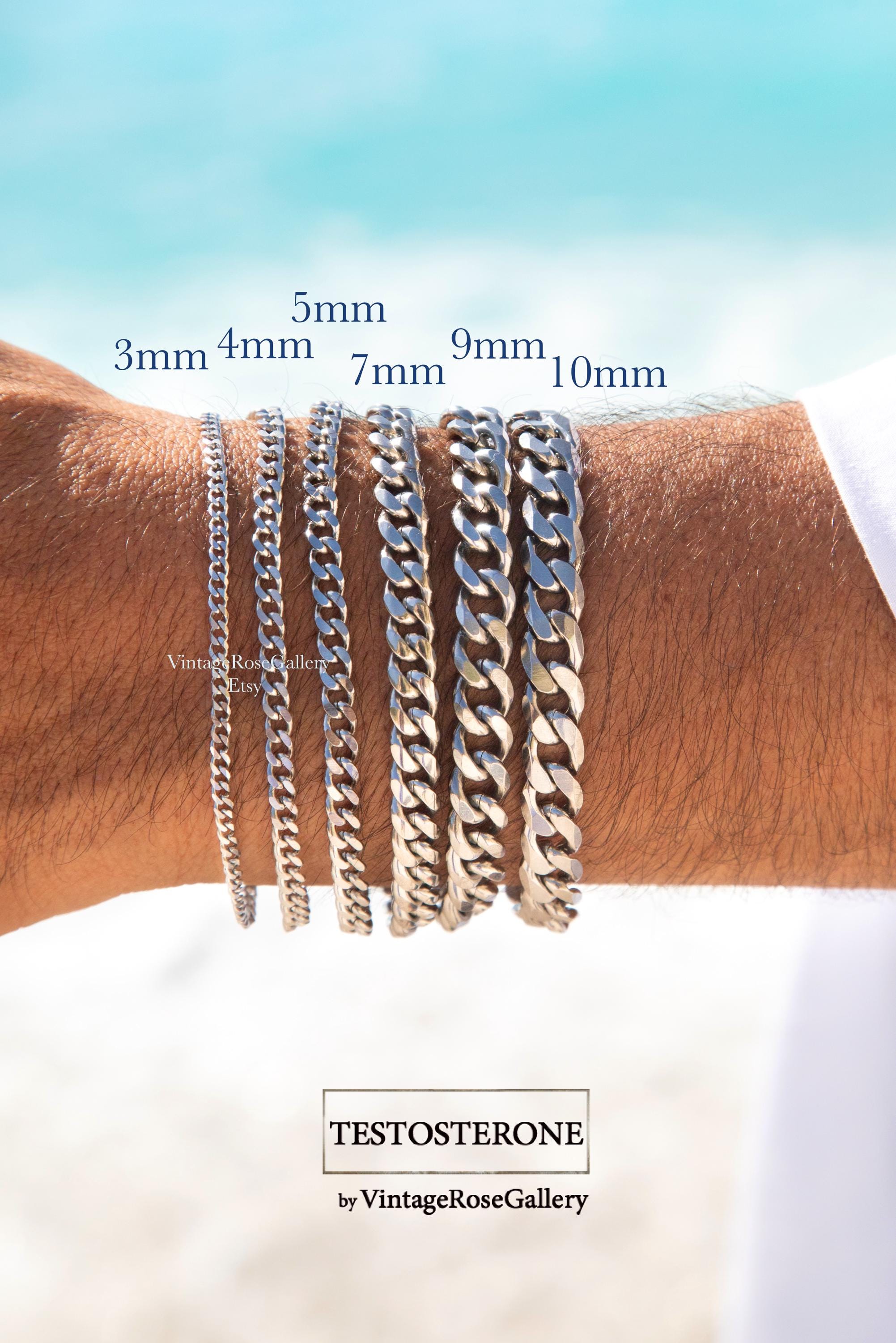 Bracelet Ancien Homme Argent 925 – Maillot 18,5 Cm, Made In Italy