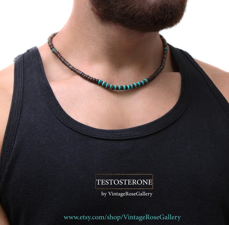Mens Tribal Necklace Turquoise Mens Necklace Mens Boho Etsy