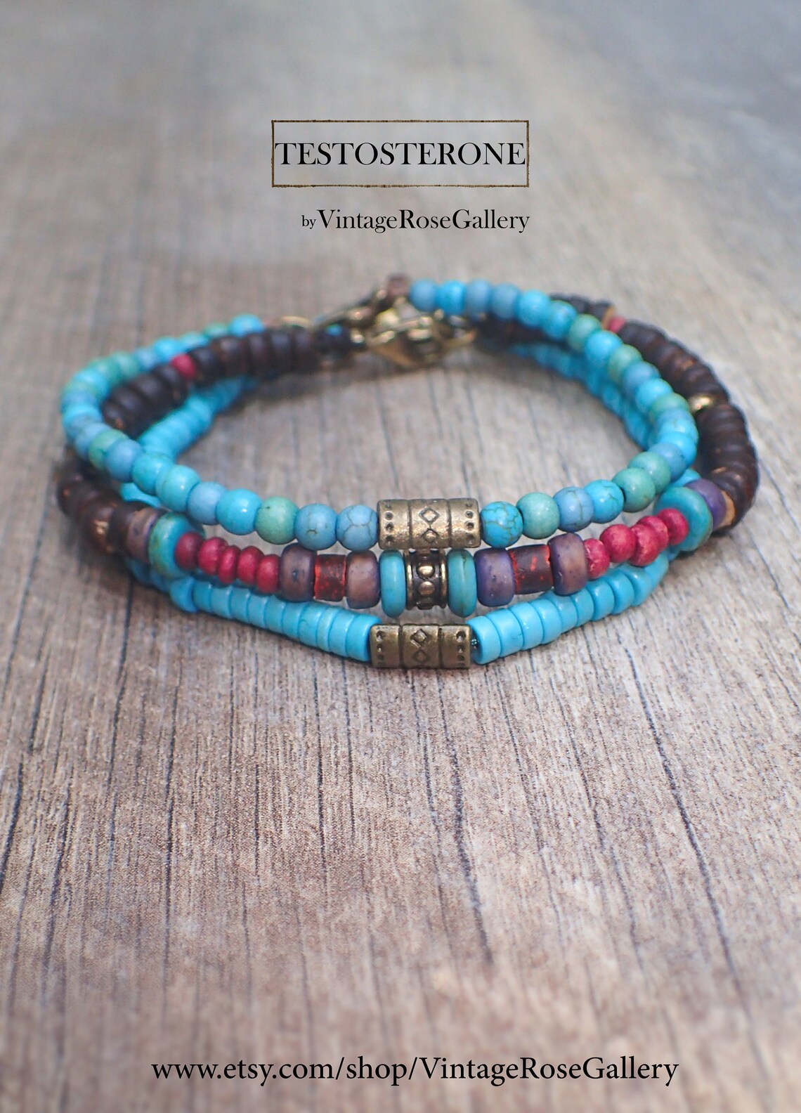 Mens Tribal Bracelets Boho Men Bracelet Turquoise Gemstones Etsy