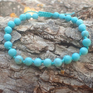 Pulsera de cuentas turquesas para hombre: regalo bohemio con piedras preciosas