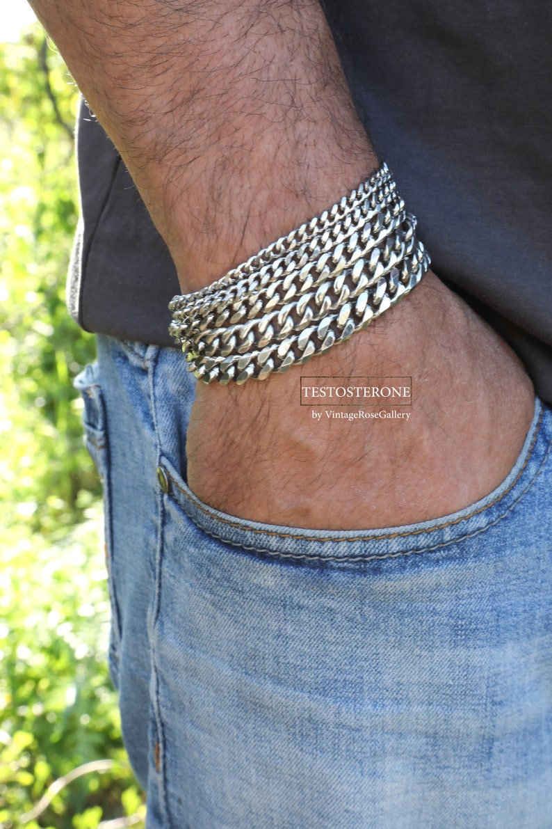 Mens Bracelet, Stainless Steel Chain bracelet 5mm/7mm/8mm//9mm, Mens Gift, Gift for Dad, Him, Husband by VintageRoseGallery image 2