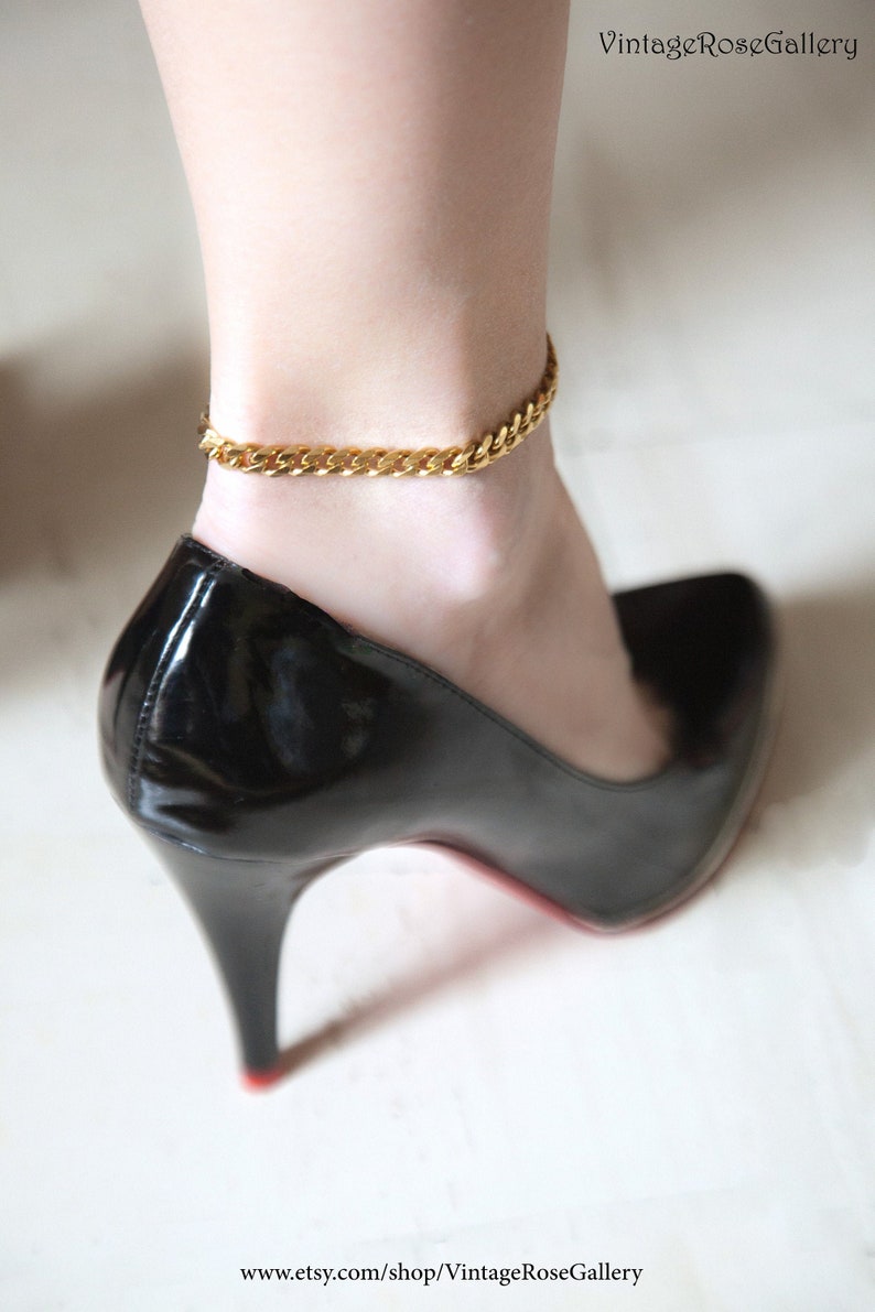 Gold Anklet for Women 7mm Gold Chain Anklet Gold Thick Etsy