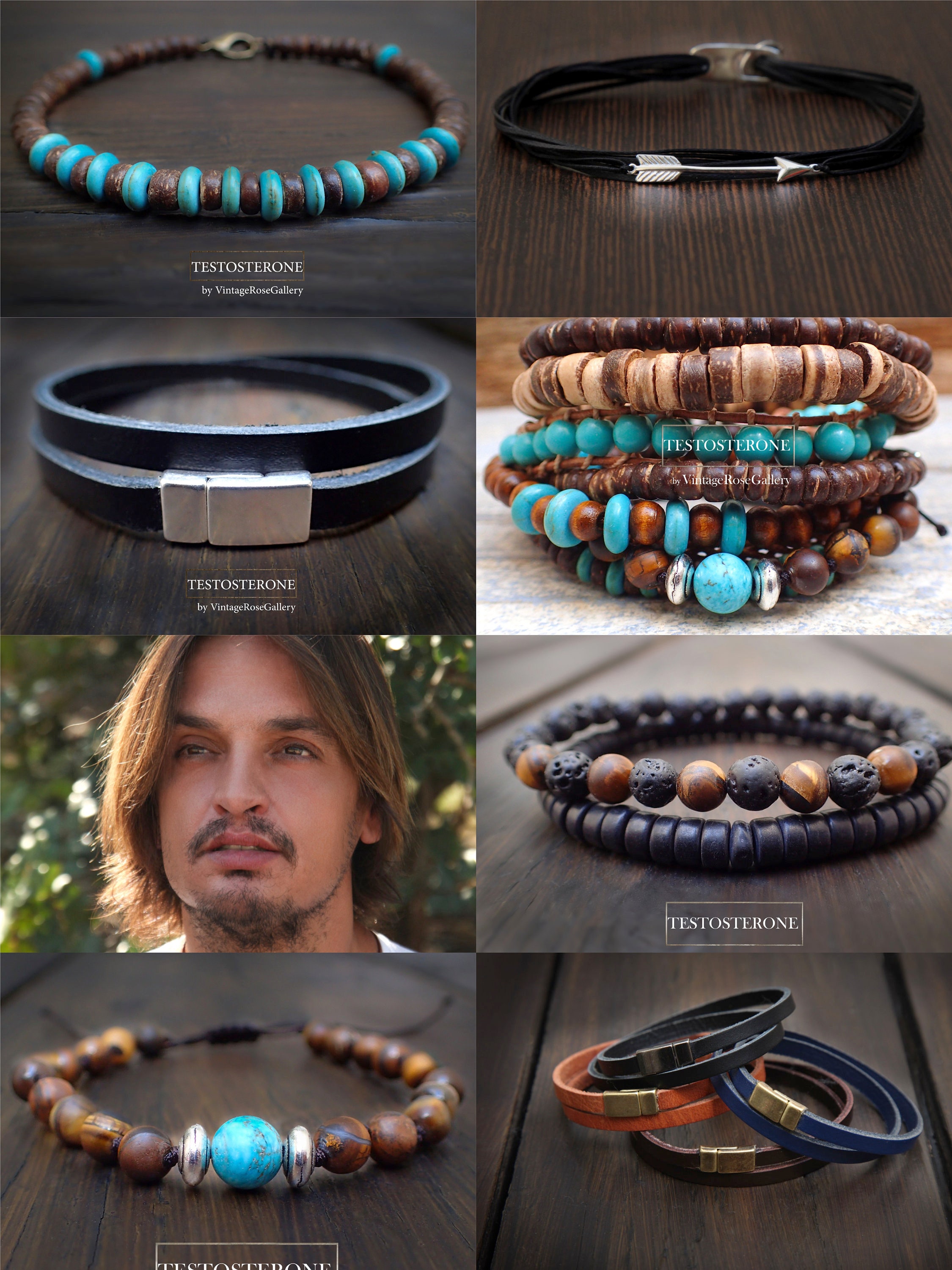 Mens Turquoise Necklace Tribal Mens Necklace Mens Boho Etsy