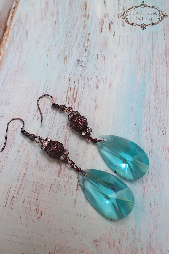 Boucles D'oreilles Pendantes Vintage Bohème - Métal Argenté Et Perles Turquoise - Neuf Sans Emballage