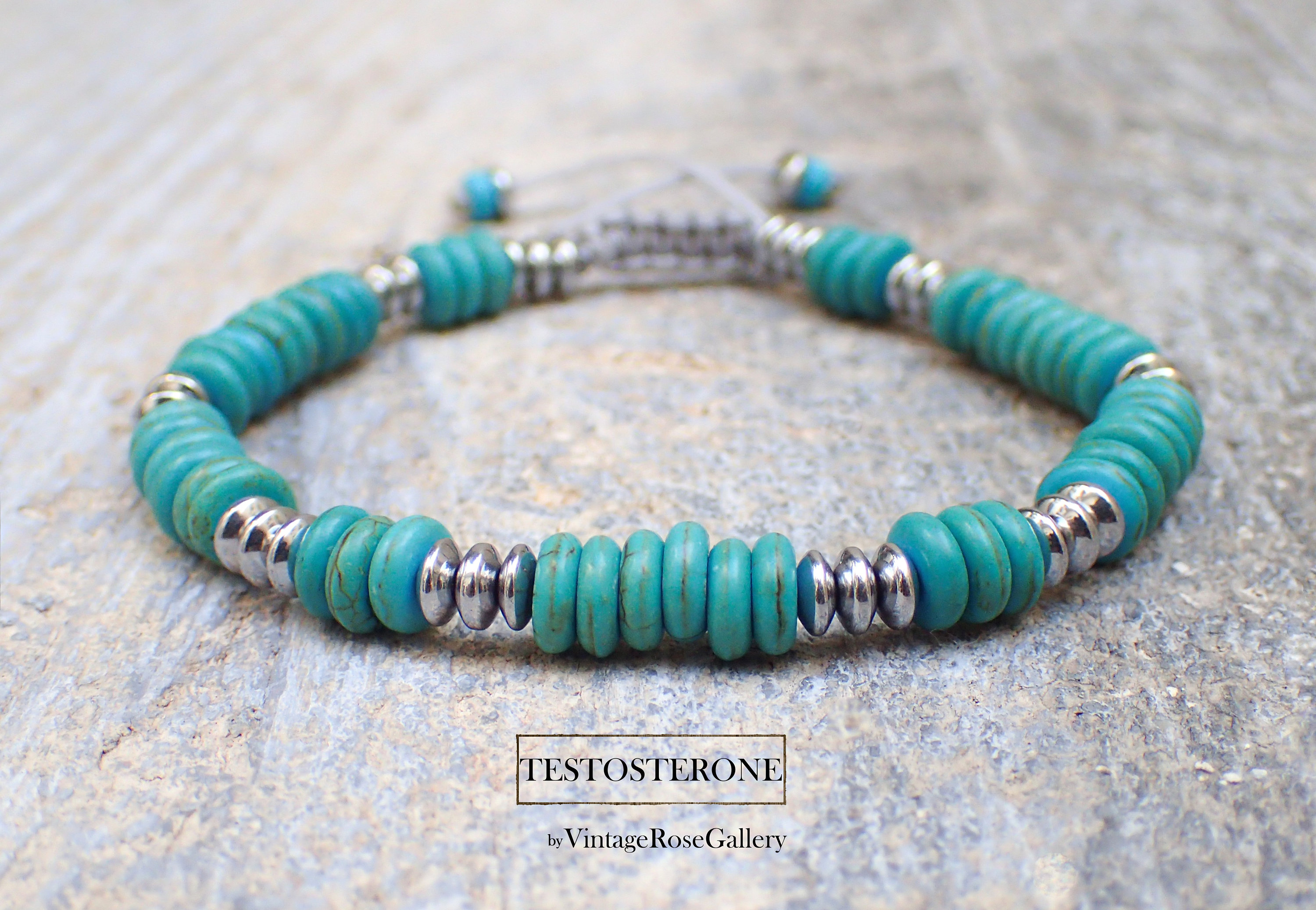 Turquoise Silver /Gold Mens Bracelet Turquoise Boho Luxury Etsy