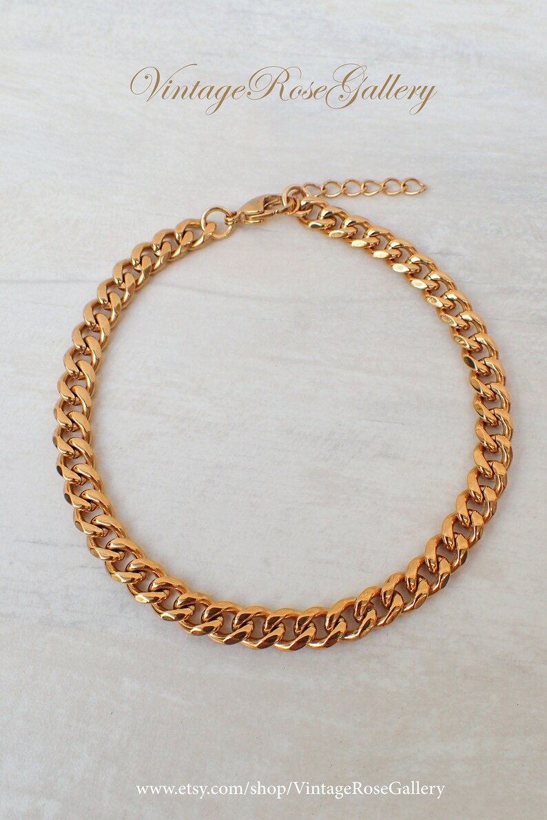 Gold Anklet for Women 7mm Gold Chain Anklet Gold Thick Etsy