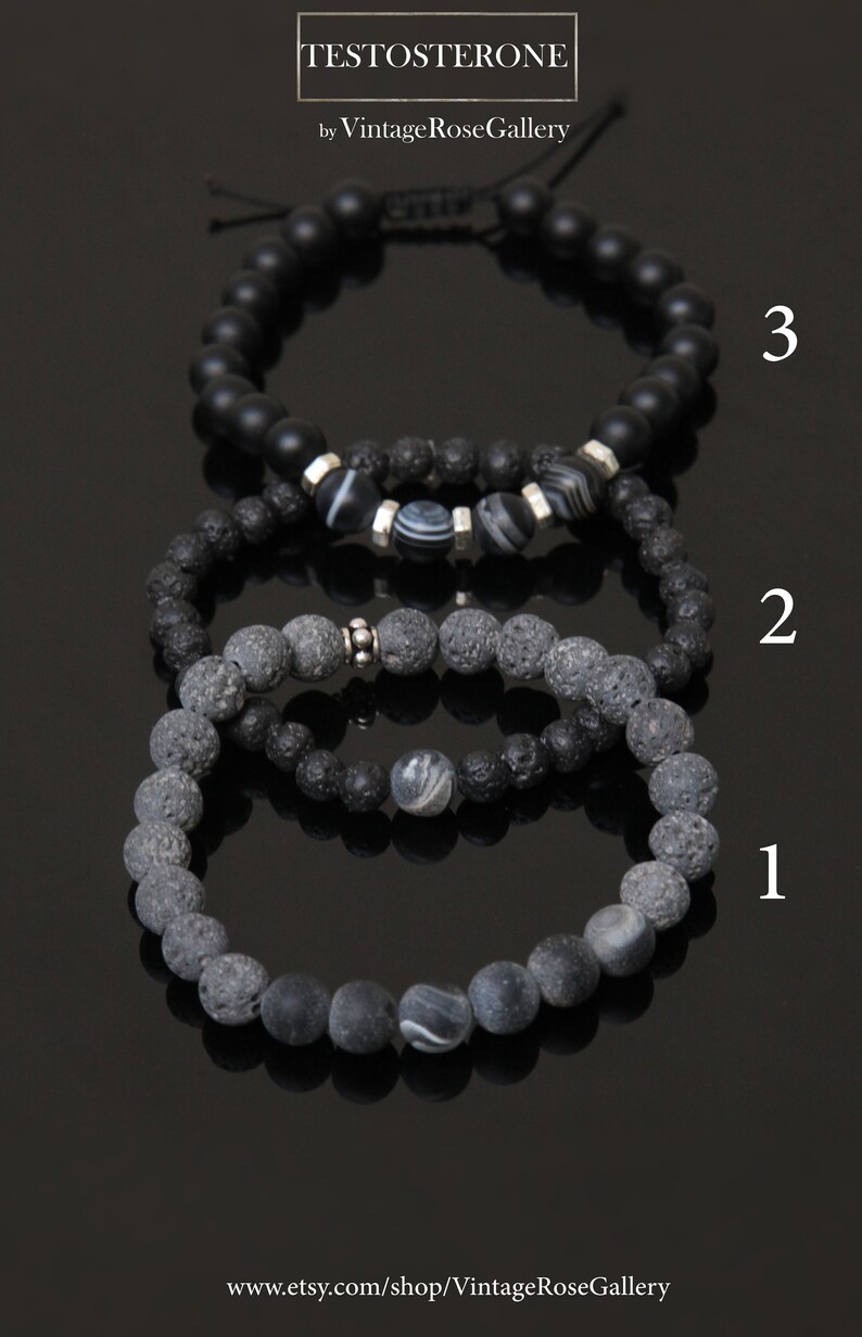 Men's Black Tourmaline Bracelet - Adjustable Stone Bracelet Gift For Him - View #4