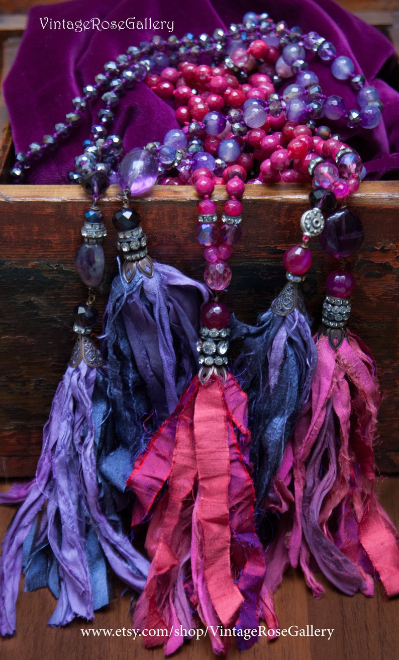 Purple tassel necklace Clearance