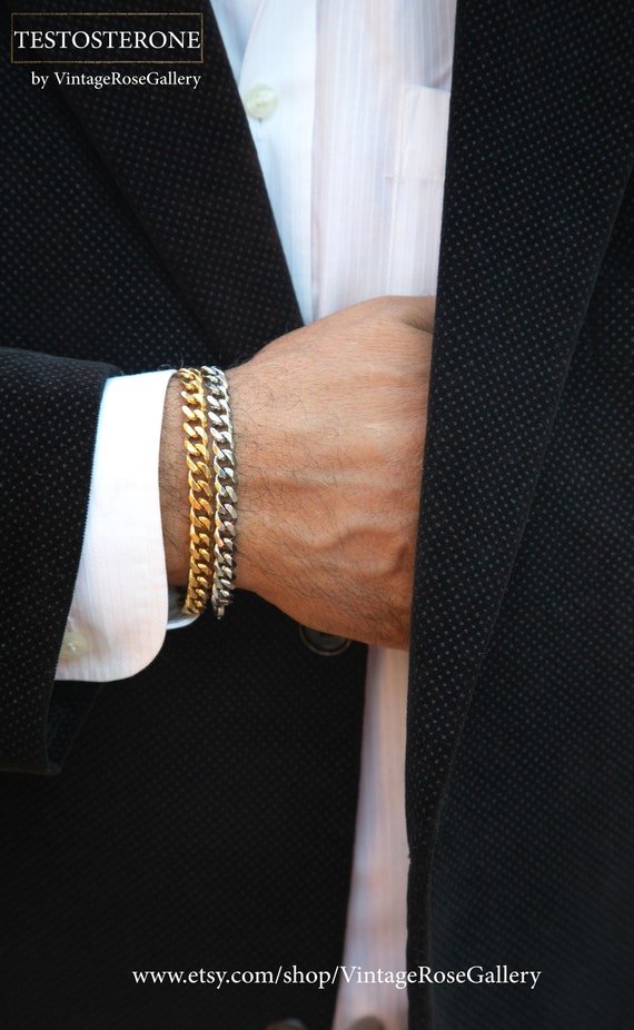 Gold and silver bracelet mens deals