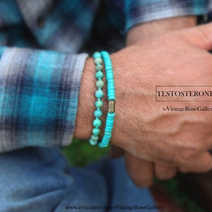 Turquoise herenarmbanden, cadeau voor vriend, turquoise boho herenarmband, kerstcadeau voor hem van VintageRoseGallery