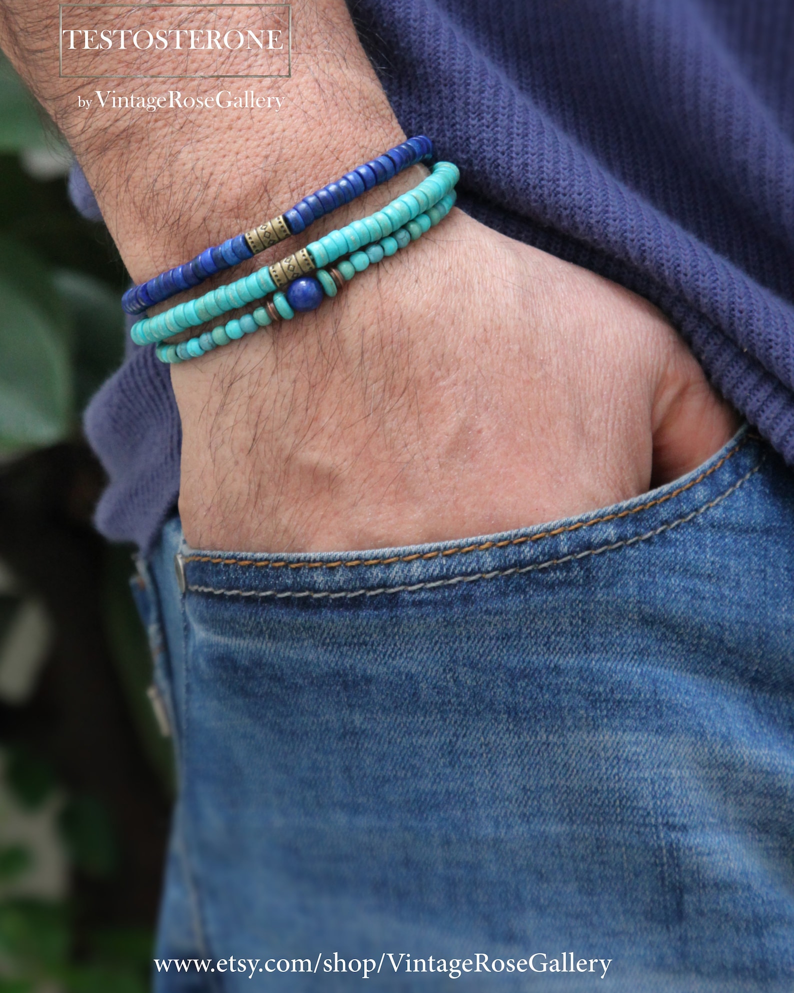 Turquoise Mens Bracelet Turquoise Boho Mens Bracelet Etsy