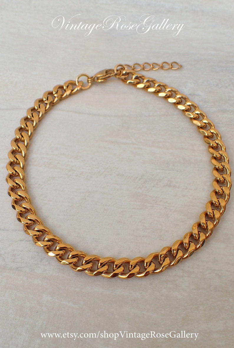 Gold Anklet for Women 7mm Gold Chain Anklet Gold Thick Etsy