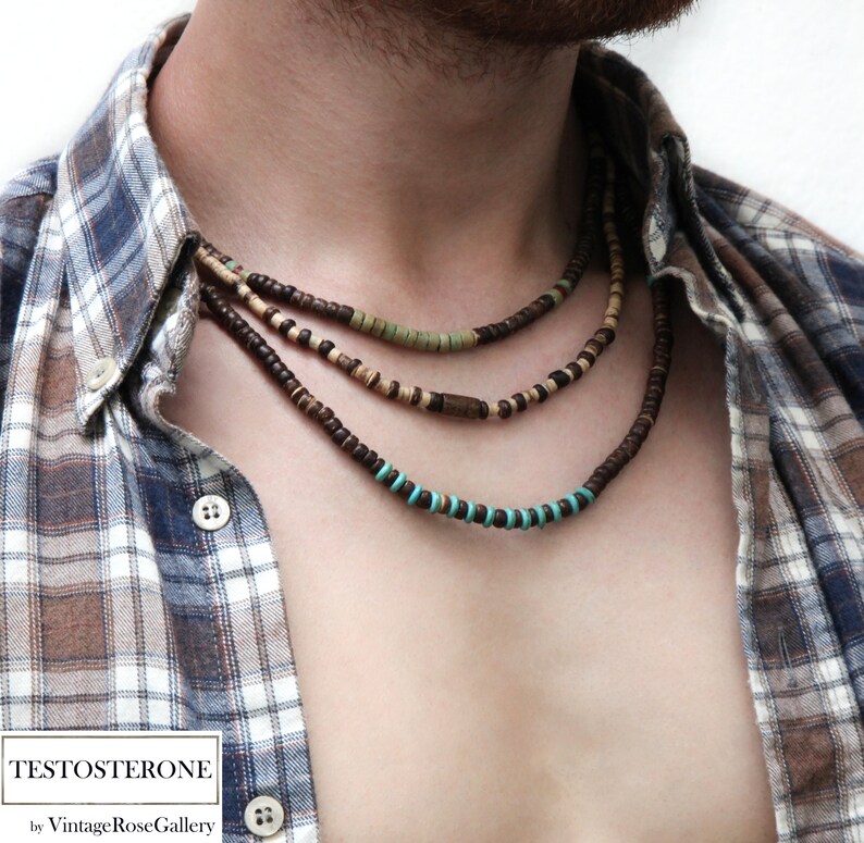 Mens Tribal Necklace Turquoise Mens Necklace Mens Boho Etsy