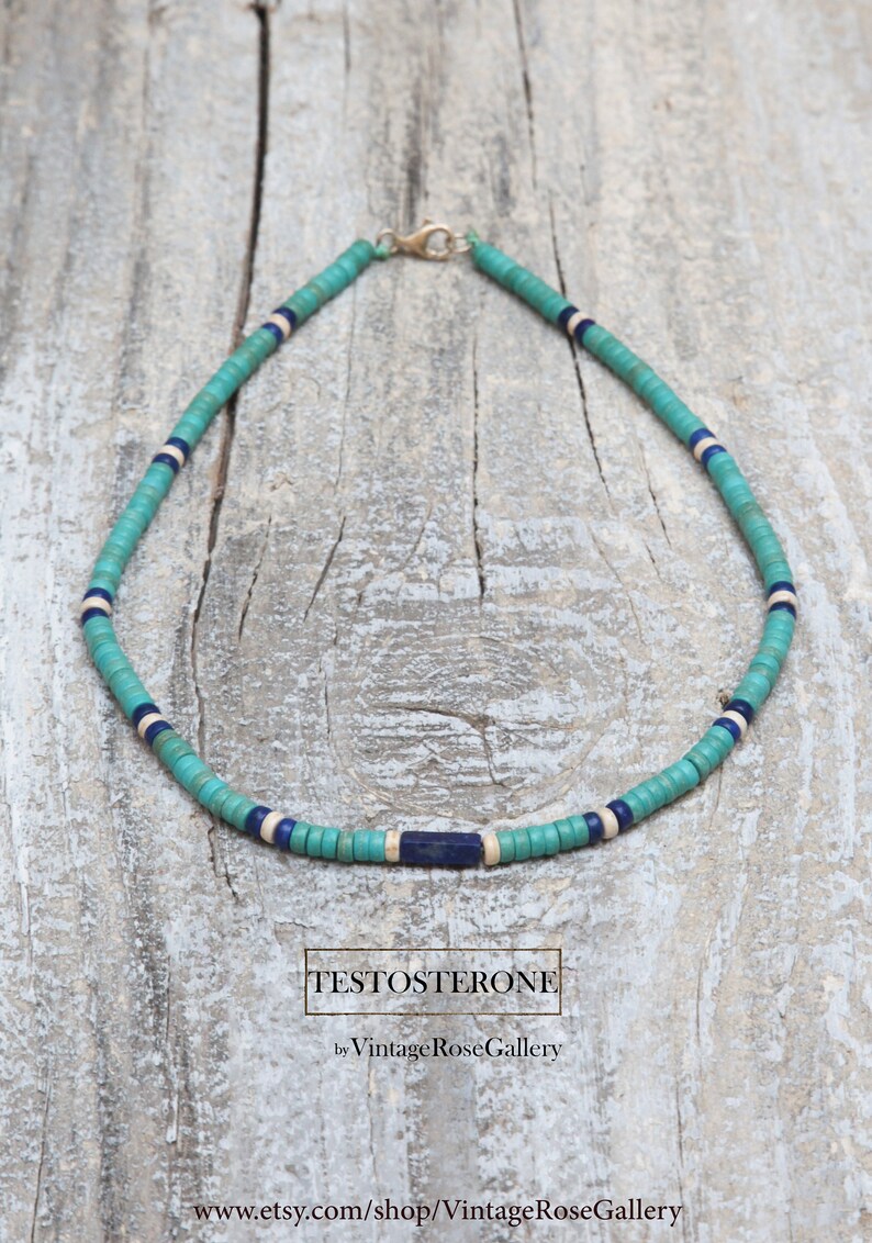 Mens Tribal Necklace Turquoise Mens Necklace Mens Boho Etsy