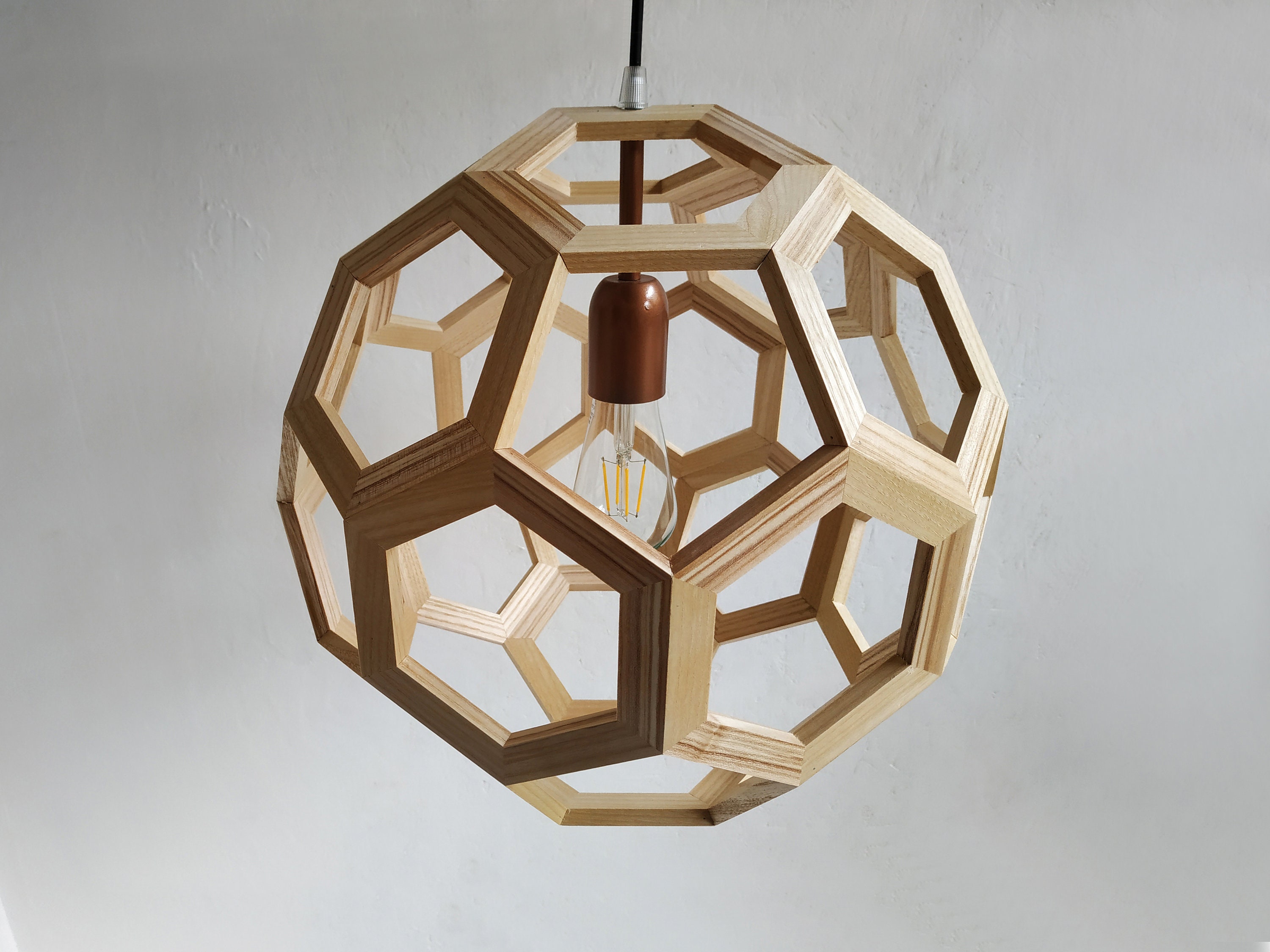 Luminaire Pendentif ou Lampe de Table en Bois Massif Haute Qualité Fabriqué à La Main Éclairage Pers