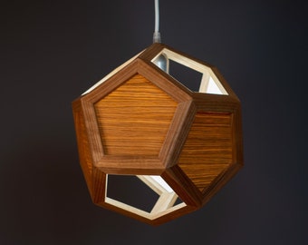 hanglamp of tafellamp van hoge kwaliteit massief hout, handgemaakte, aanpasbare verlichting